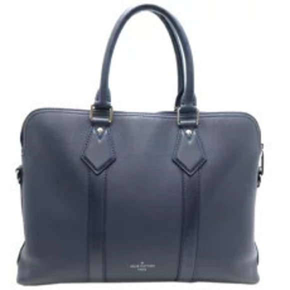 Louis Vuitton Handbags - Louis Vuitton Calf Leather Grain Takeoff LV Blue Navy Aerogram Briefcase